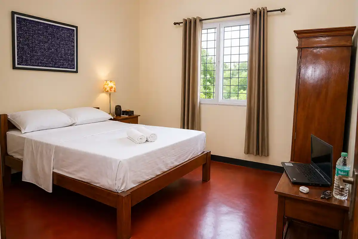 Apartment bedroom with queen-size bed at Surya Villa