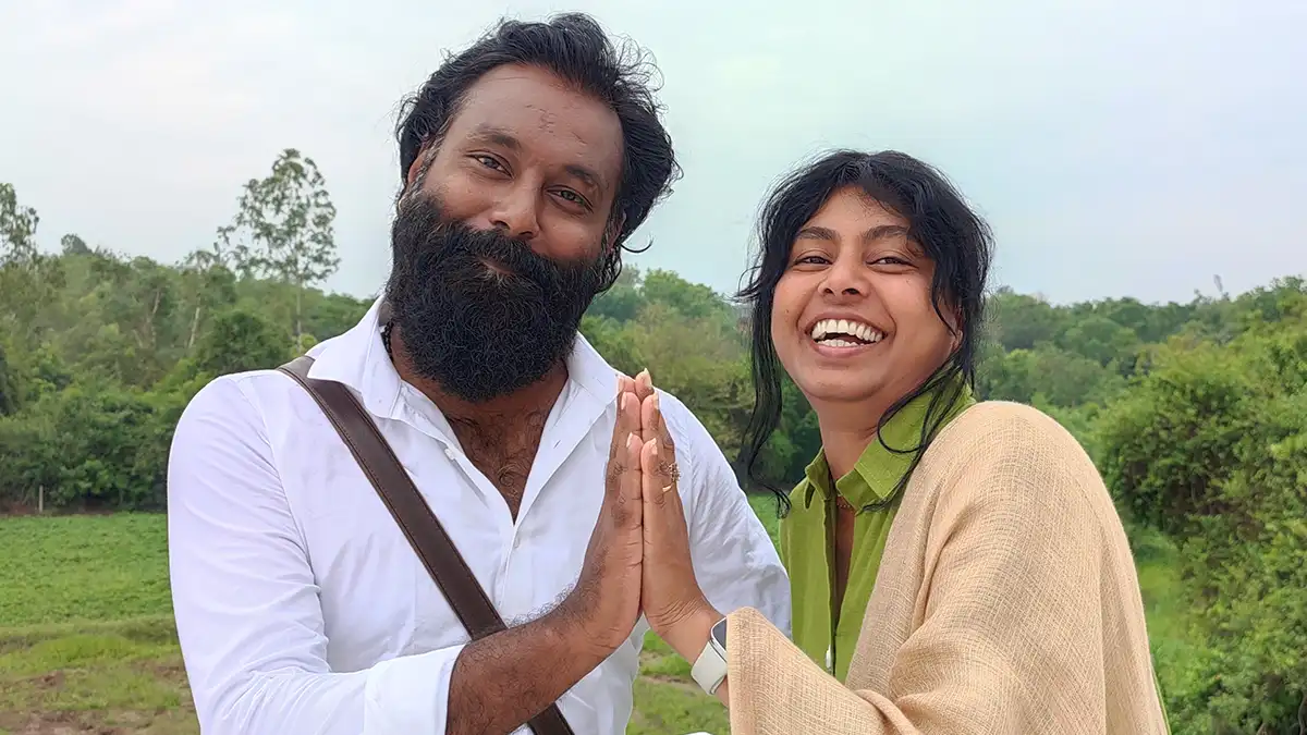 Diana and Reno welcoming guests at Surya Villa near Auroville